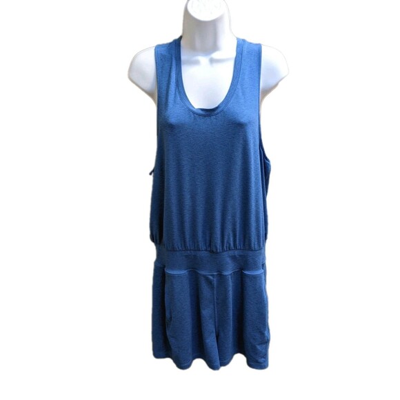 Sweaty Betty Gary Blue Sleeveless Shorts Romper Sz L Athleisure Travel Sporty - Picture 2 of 10
